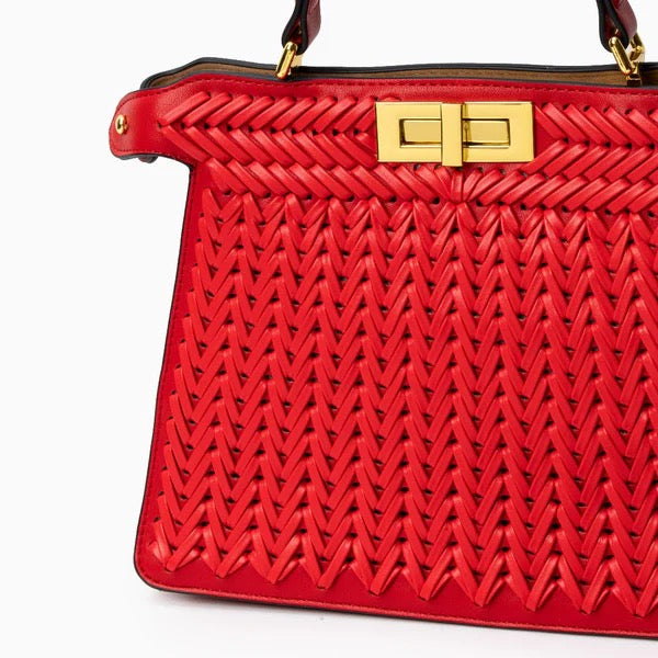 DIONNE WOVEN HANDBAG RED