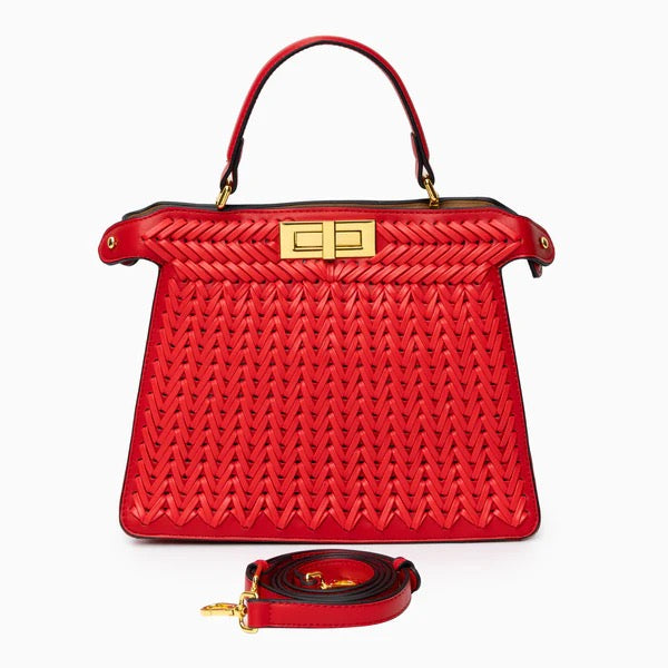 DIONNE WOVEN HANDBAG RED