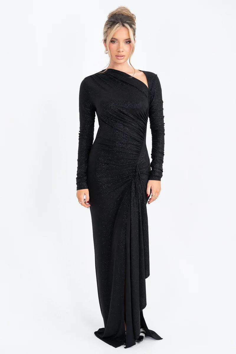 Noëlle Maxi Glitter Dress BLACK