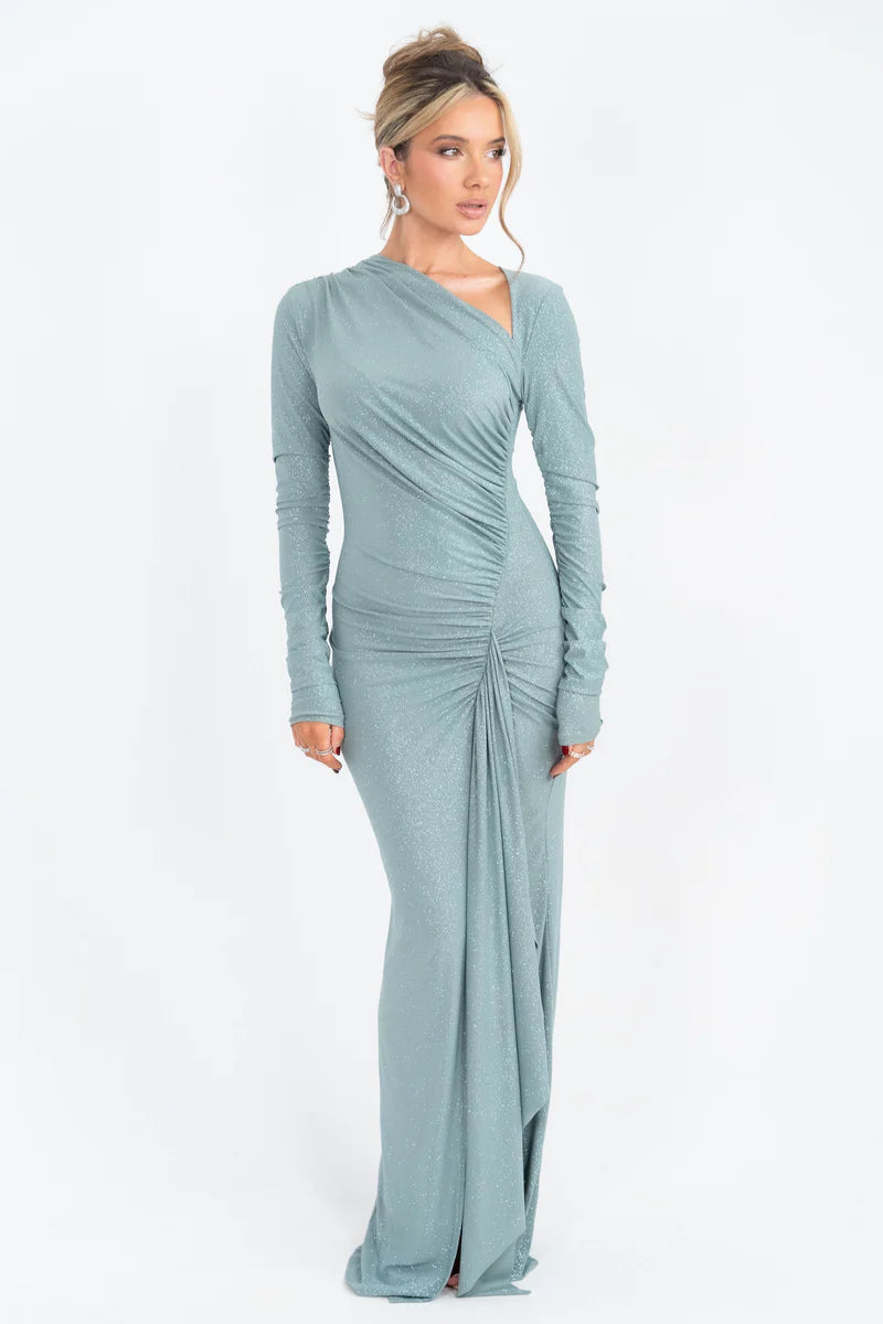 Noëlle Maxi Glitter Dress SAGE