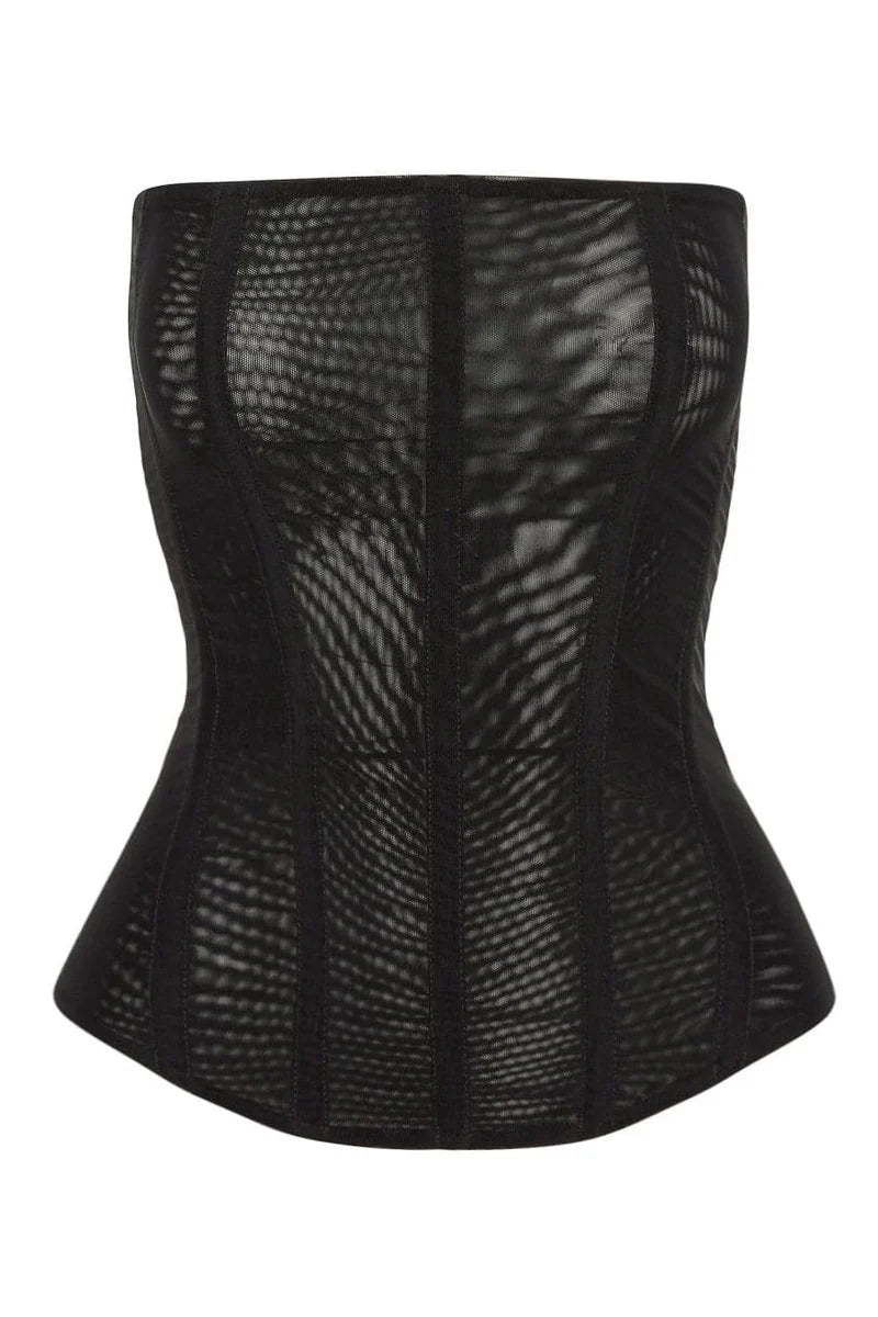 SABINE MESH CORSET TOP - BLACK