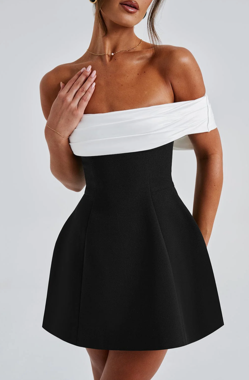 AMAYA MINI DRESS - BLACK/WHITE