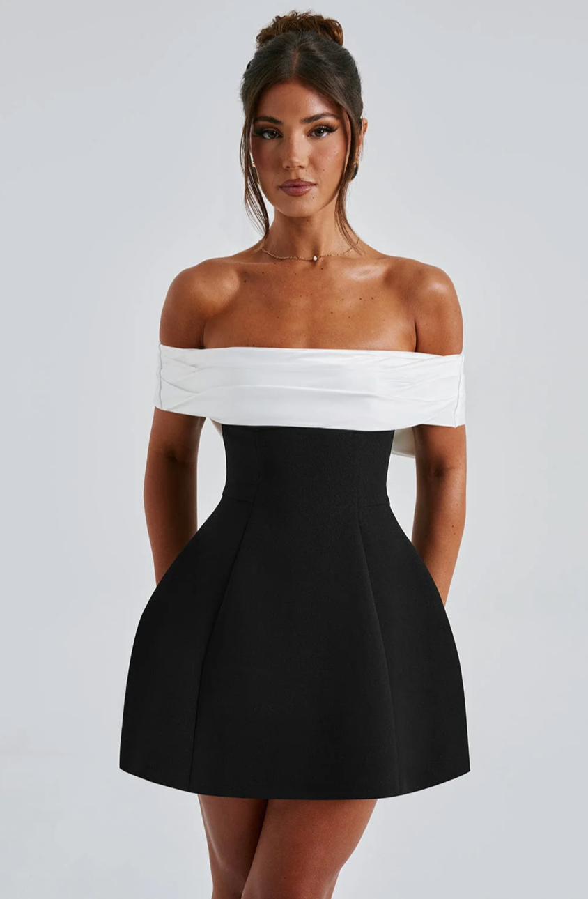 AMAYA MINI DRESS - BLACK/WHITE