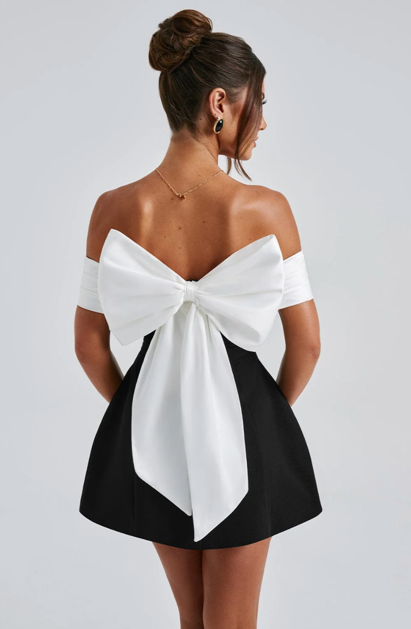 AMAYA MINI DRESS - BLACK/WHITE