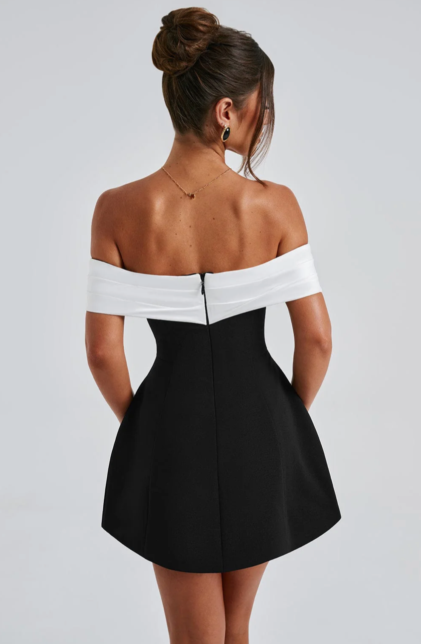 AMAYA MINI DRESS - BLACK/WHITE