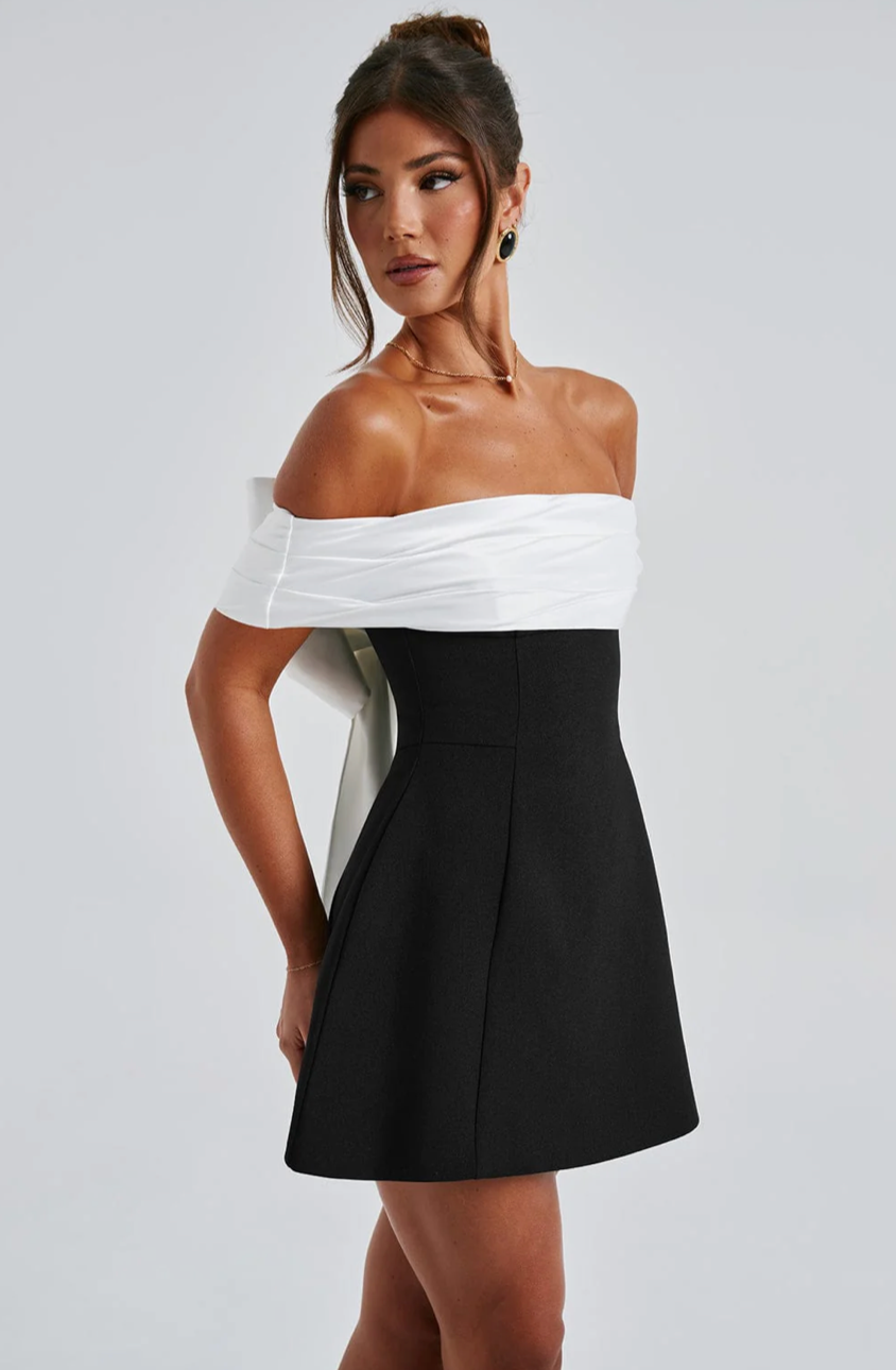 AMAYA MINI DRESS - BLACK/WHITE