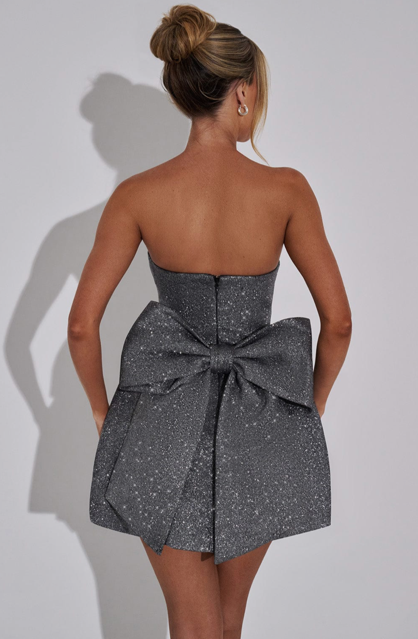 ELISA MINI DRESS - GREY SPARKLE