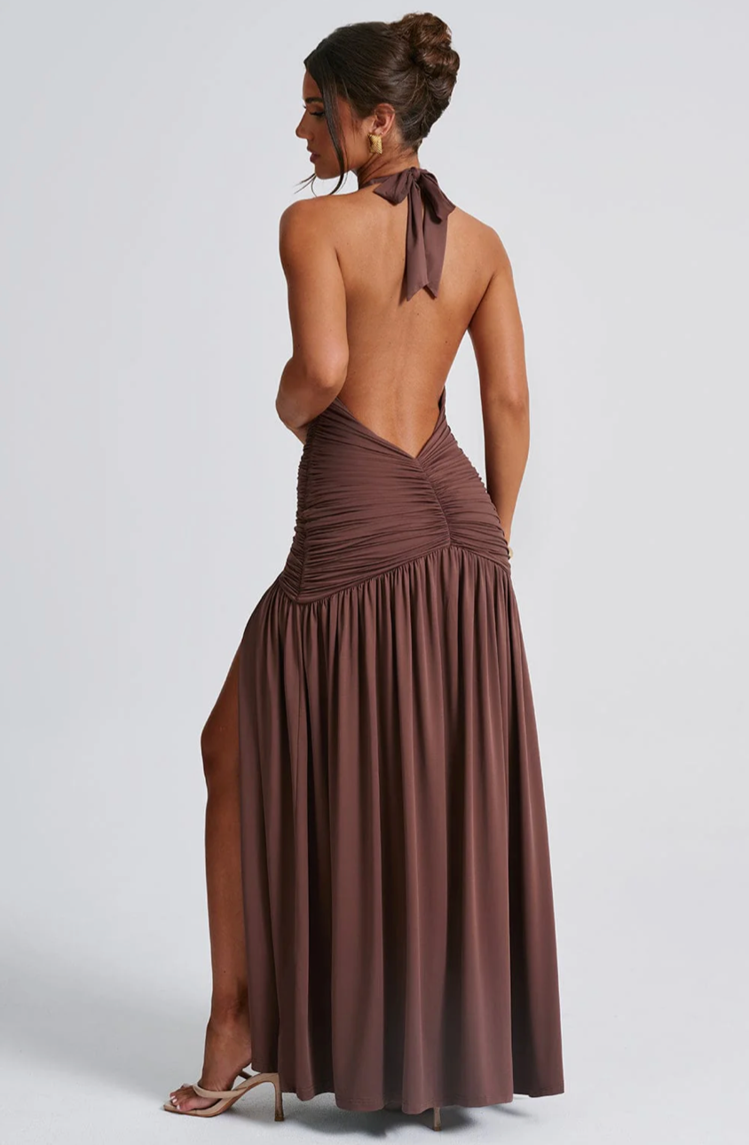 BELEN MAXI DRESS - CHOCOLATE