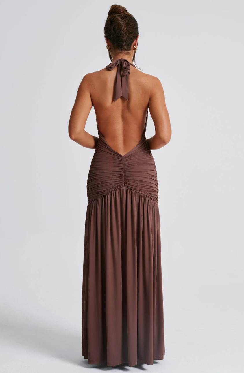 BELEN MAXI DRESS - CHOCOLATE