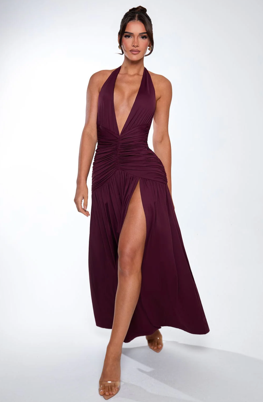 BELEN MAXI DRESS - CHERRY LACQUER