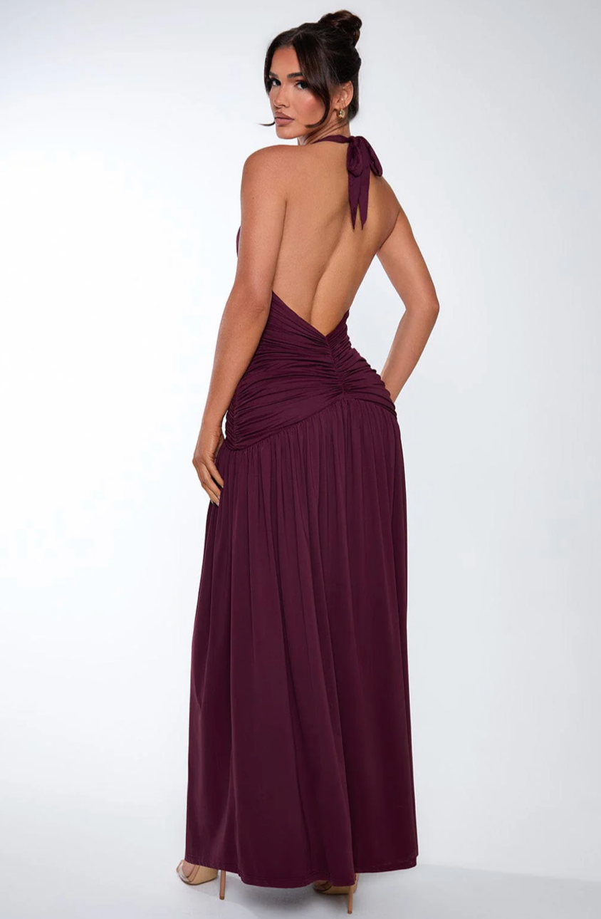 BELEN MAXI DRESS - CHERRY LACQUER