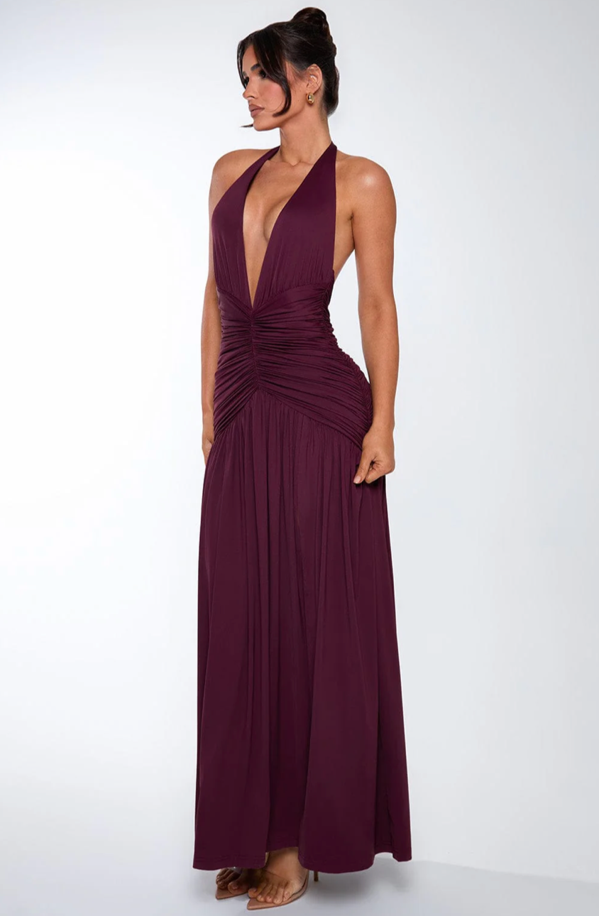 BELEN MAXI DRESS - CHERRY LACQUER