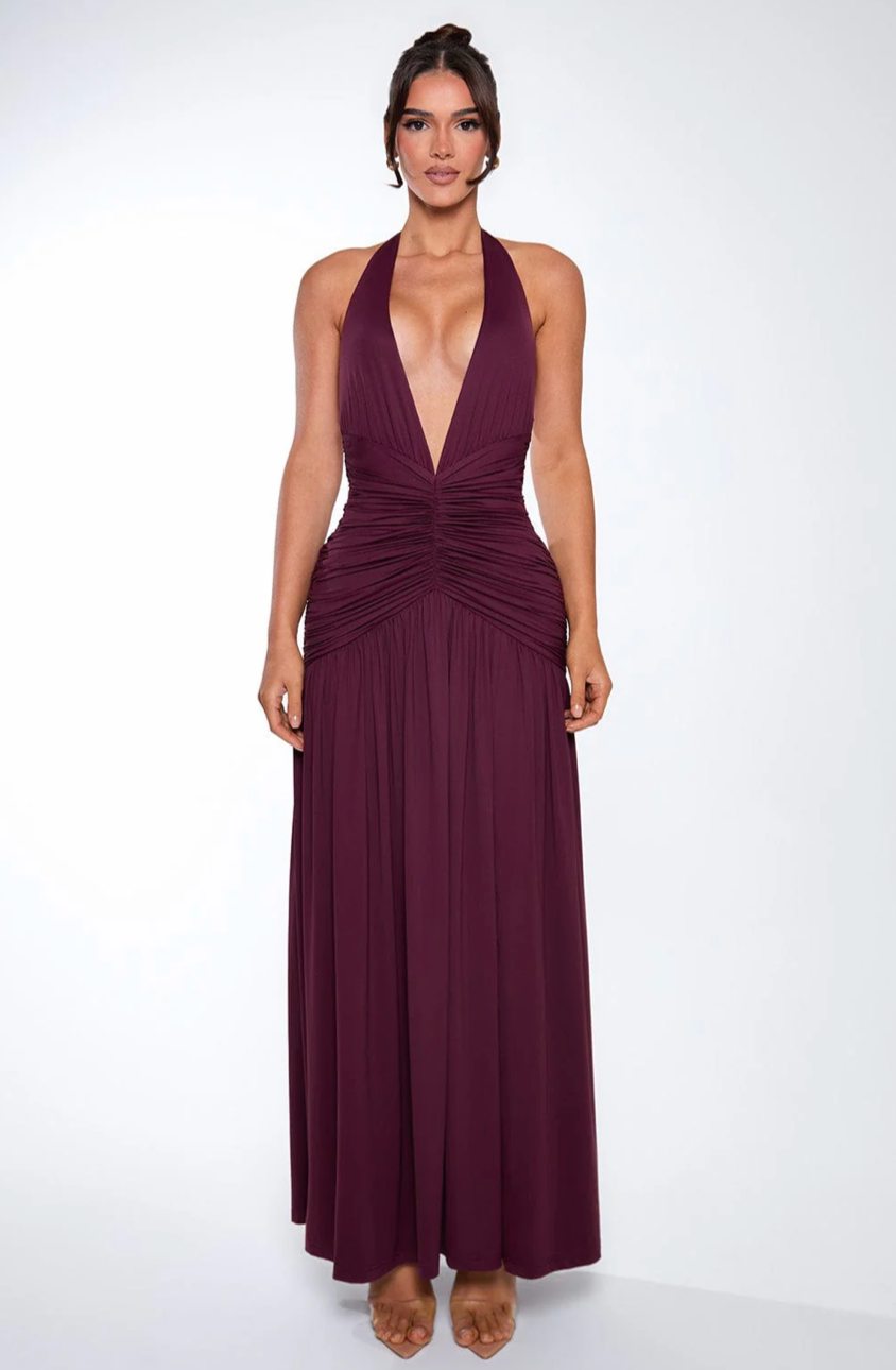 BELEN MAXI DRESS - CHERRY LACQUER