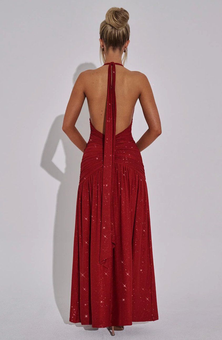 BELEN MAXI DRESS - RED SPARKLE