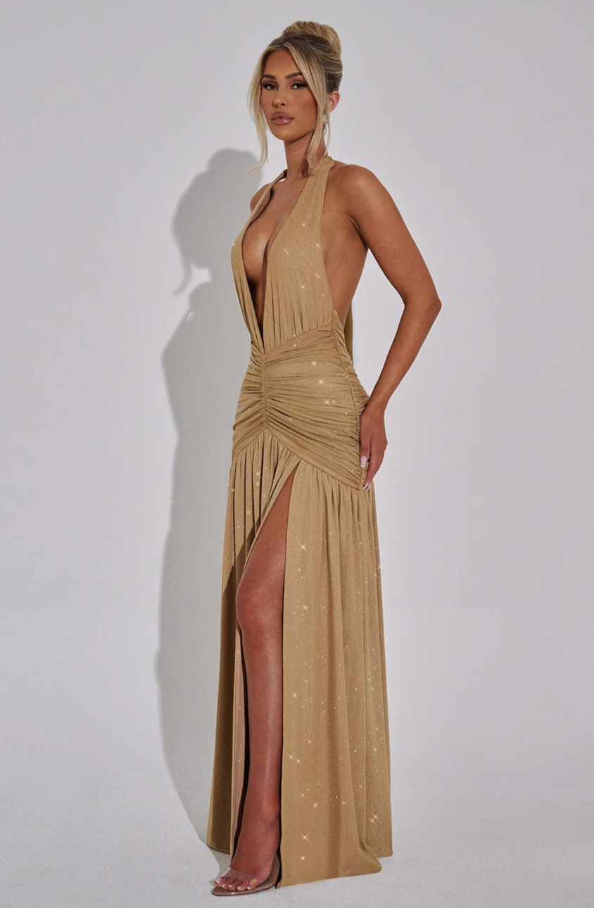 BELEN MAXI DRESS - GOLD SPARKLE