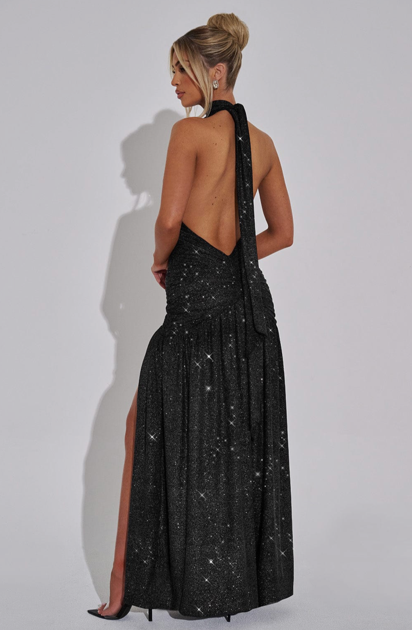 BELEN MAXI DRESS - BLACK SPARKLE