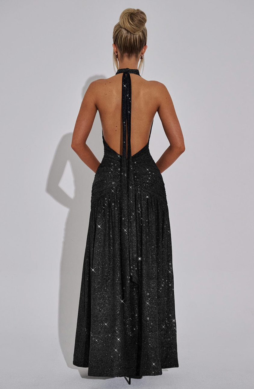 BELEN MAXI DRESS - BLACK SPARKLE