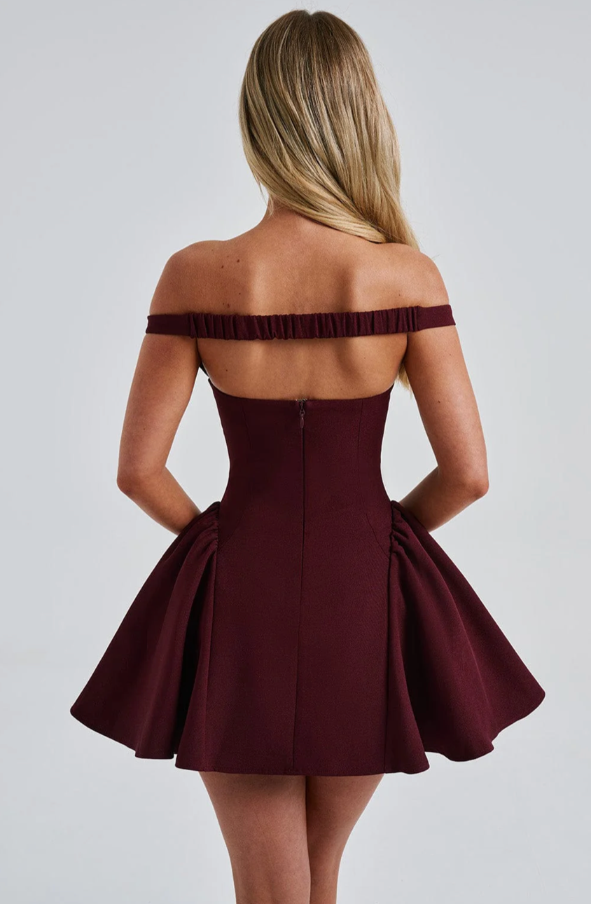 MILAGROS MINI DRESS - CHERRY LACQUER