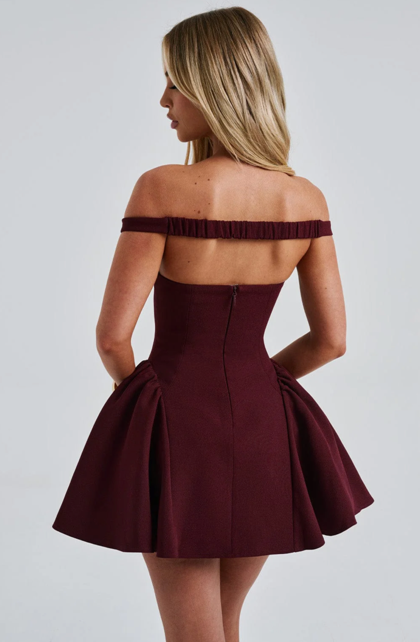 MILAGROS MINI DRESS - CHERRY LACQUER