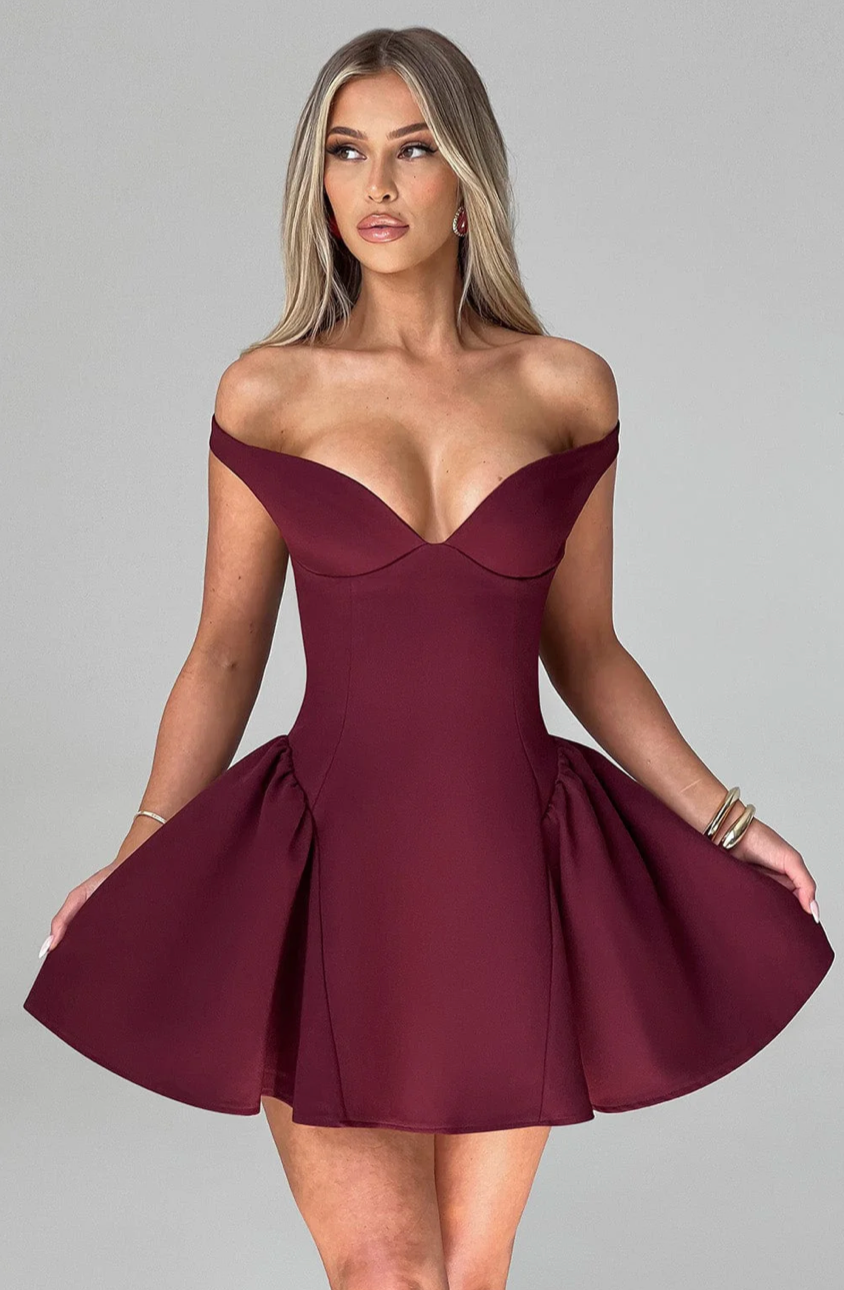 MILAGROS MINI DRESS - CHERRY LACQUER