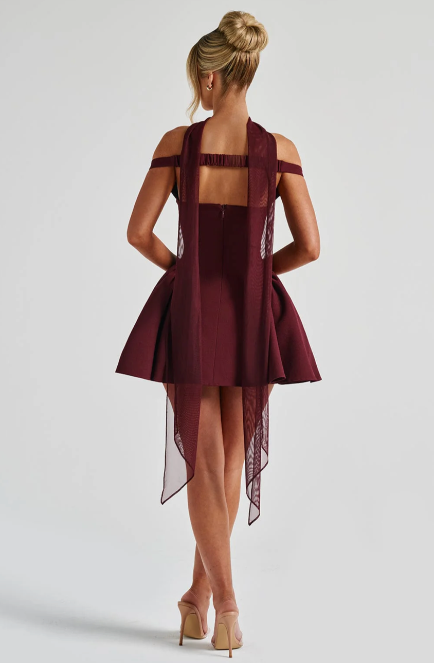 MILAGROS MINI DRESS - CHERRY LACQUER