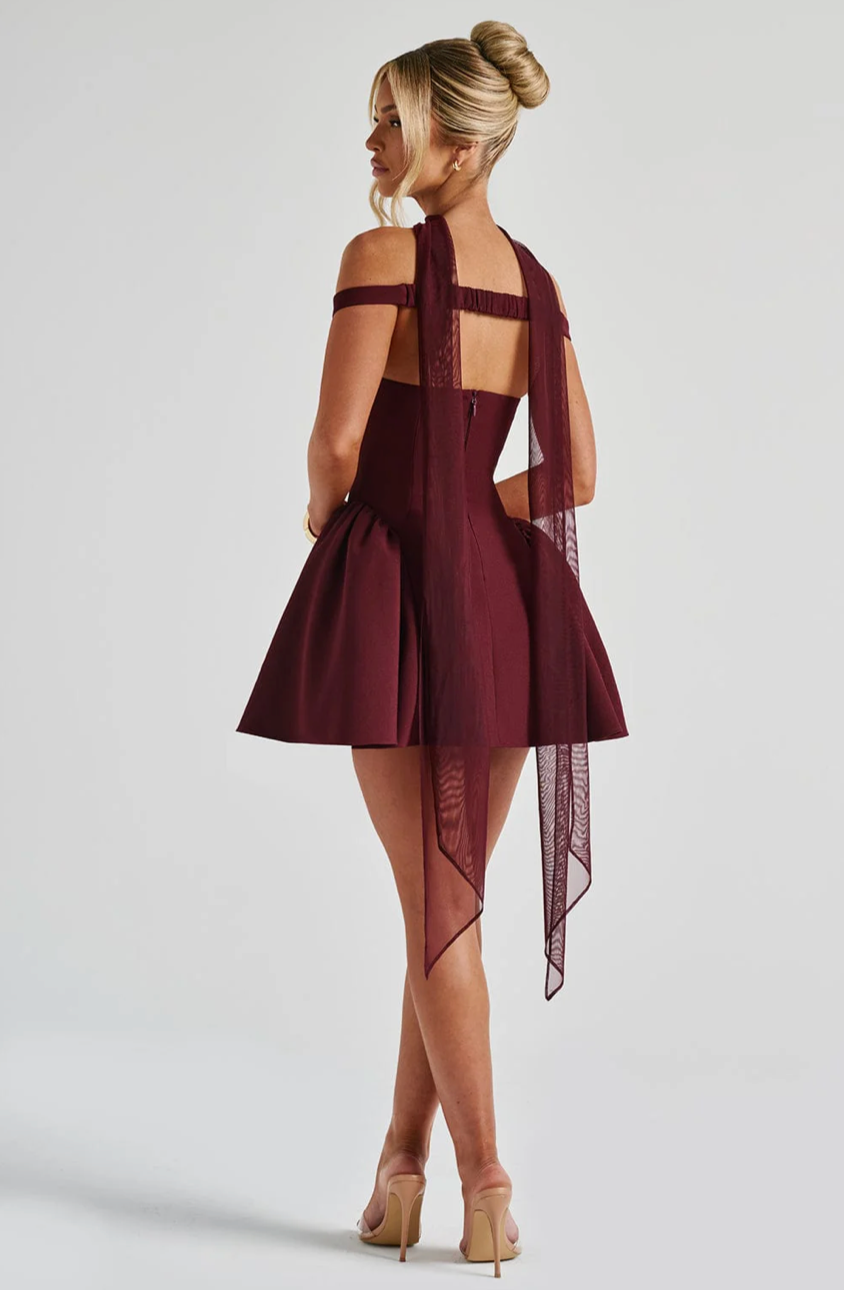 MILAGROS MINI DRESS - CHERRY LACQUER