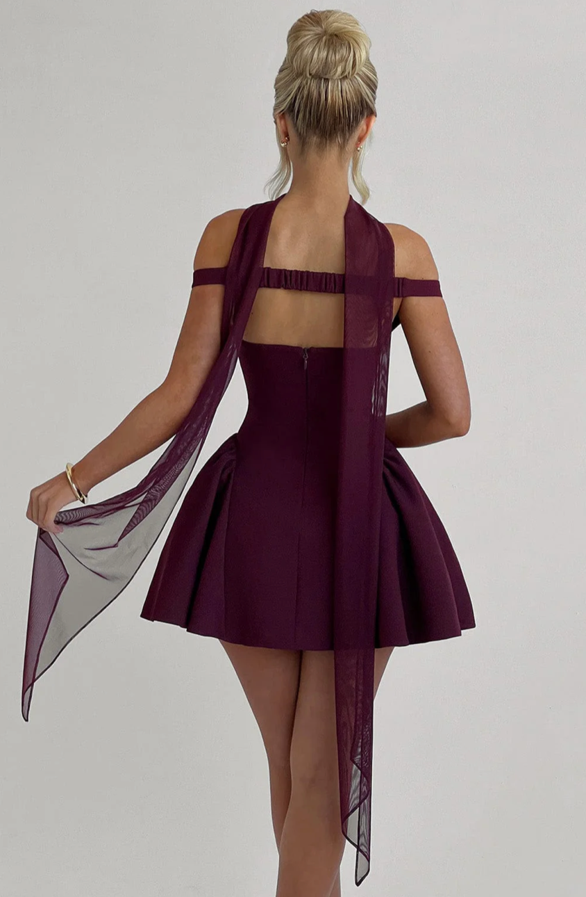 MILAGROS MINI DRESS - CHERRY LACQUER