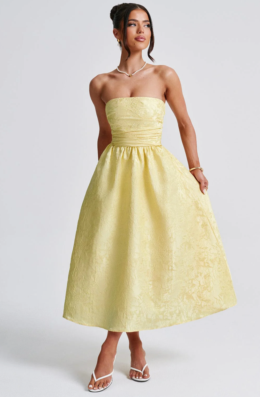 PARSIA MIDI DRESS - LEMON