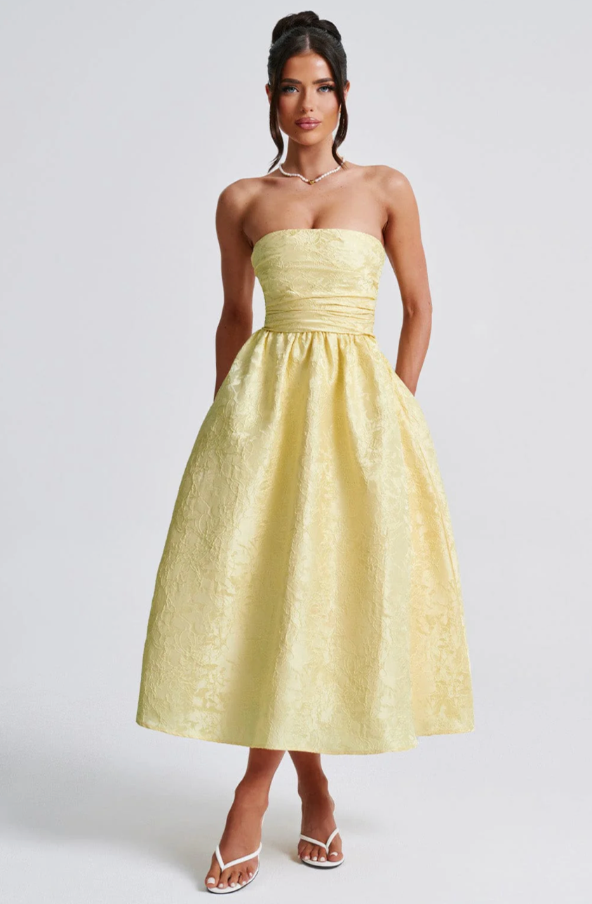 PARSIA MIDI DRESS - LEMON