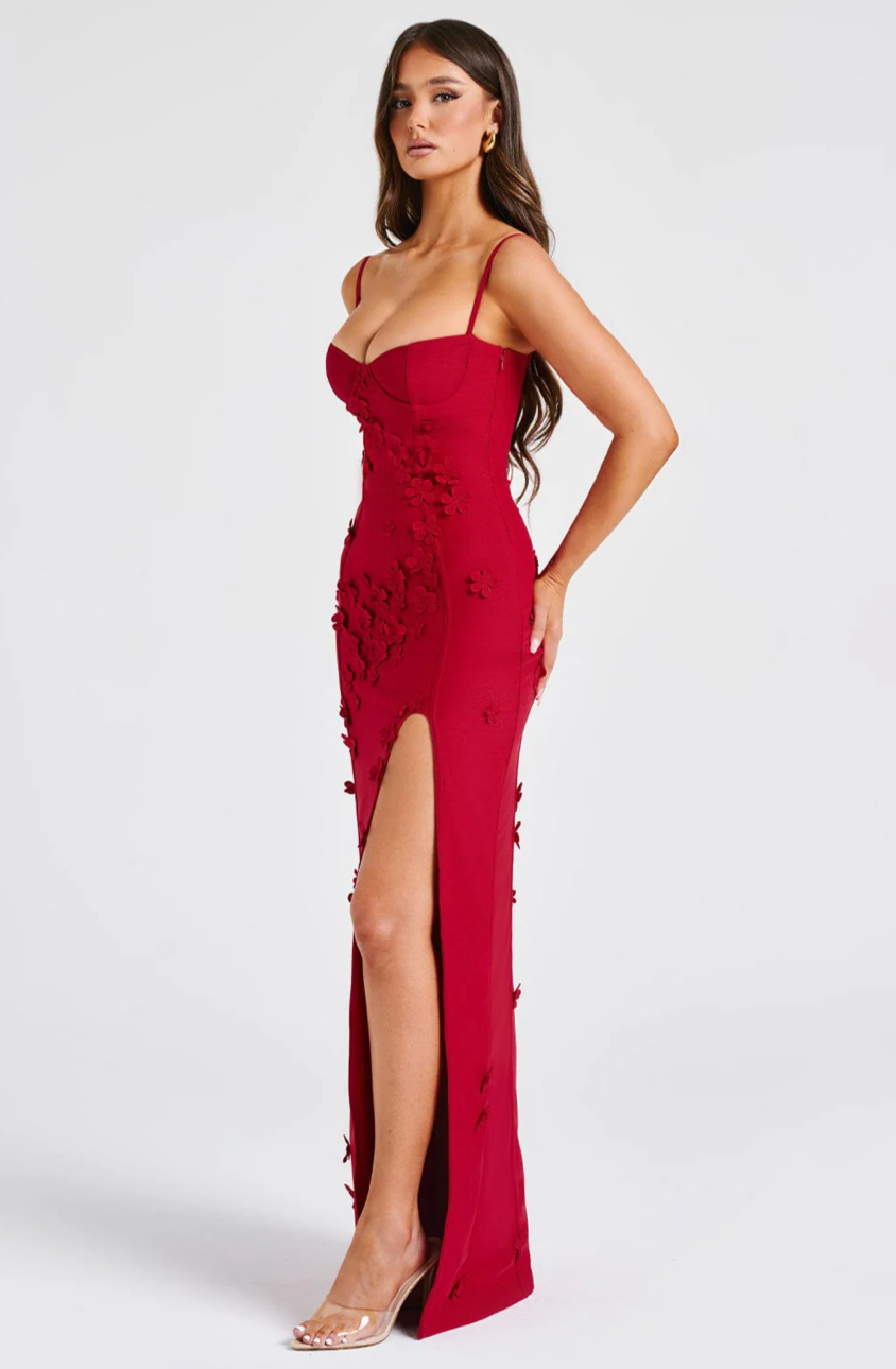 ROYA MAXI DRESS - RED LINED