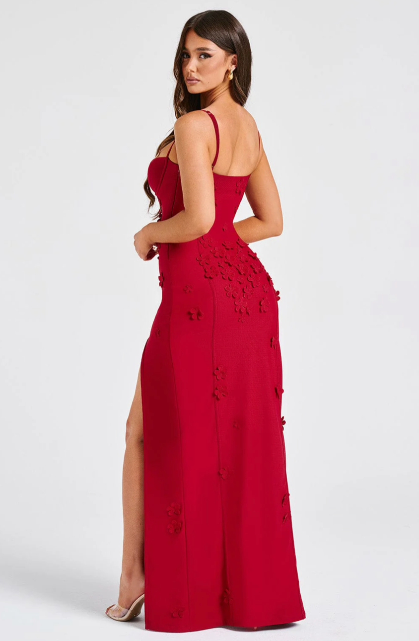 ROYA MAXI DRESS - RED LINED