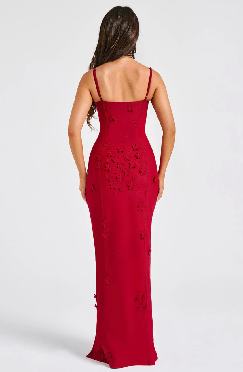 ROYA MAXI DRESS - RED LINED