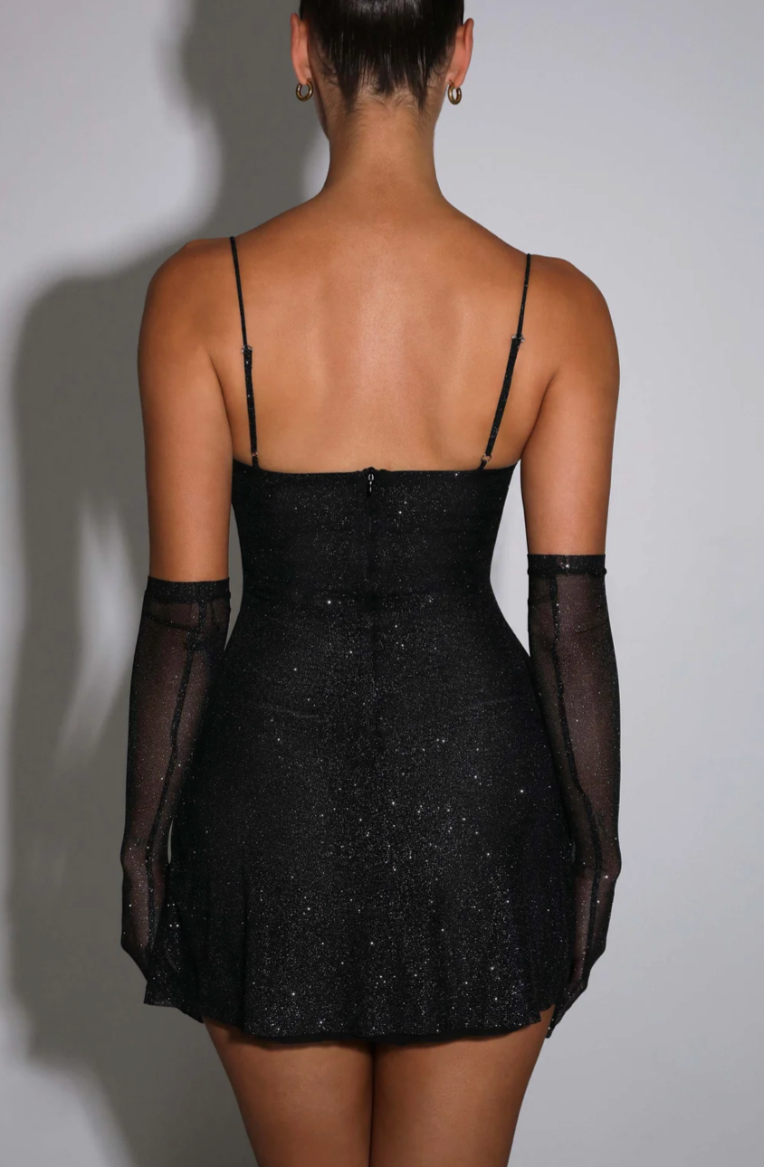 VALEN MINI DRESS - BLACK SPARKLE