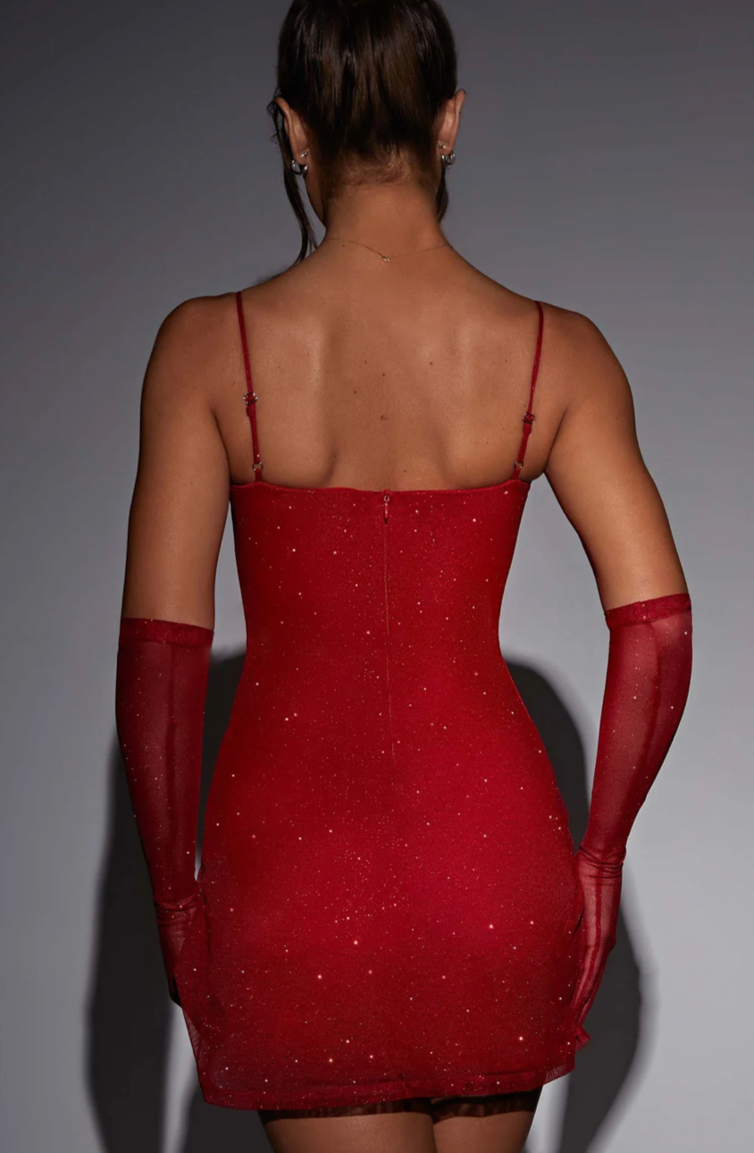 VALEN MINI DRESS - RED SPARKLE