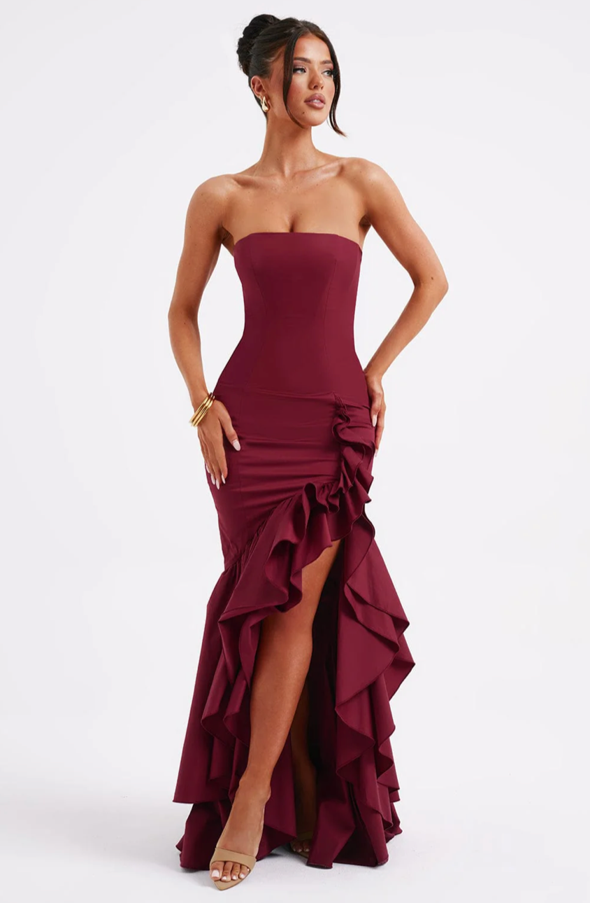 MARGRIET MAXI DRESS - BURGUNDY