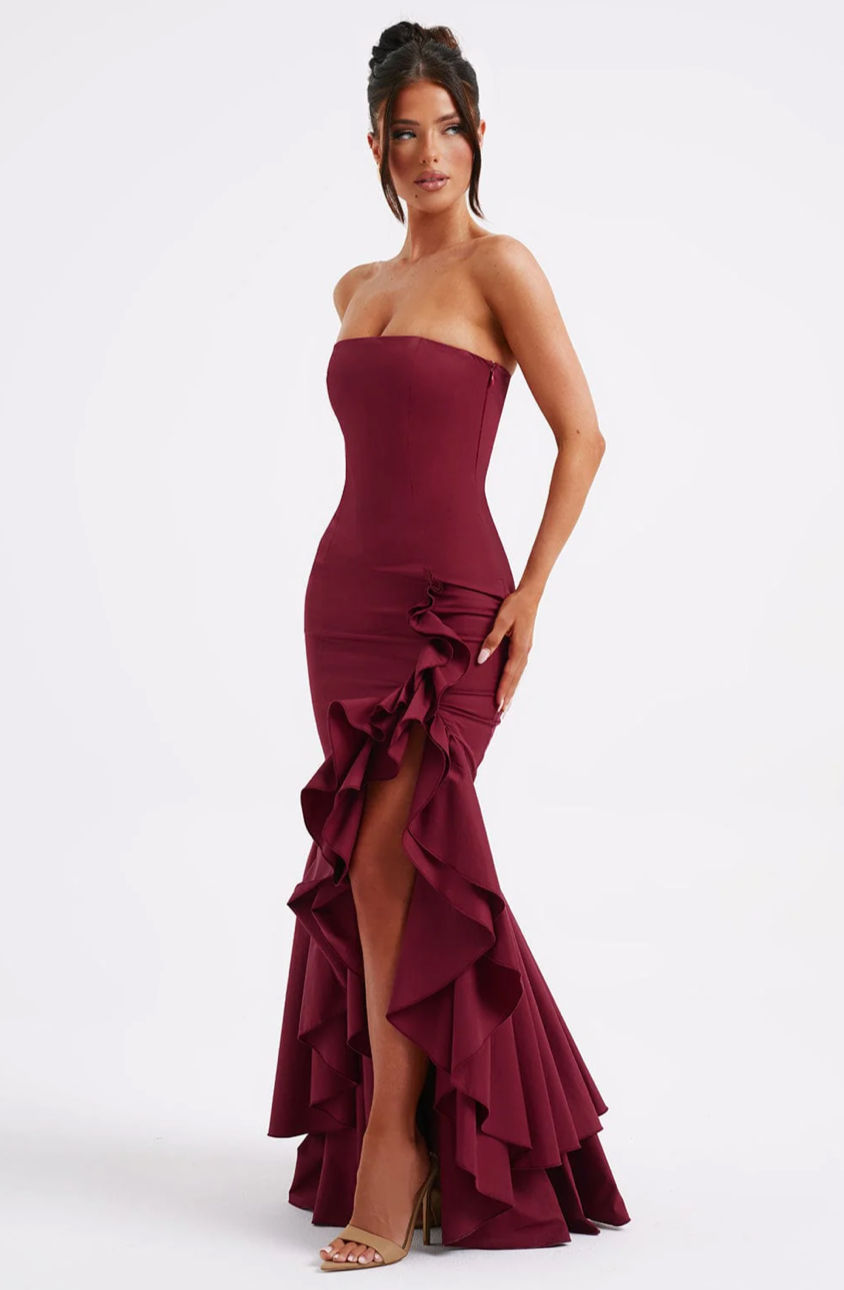 MARGRIET MAXI DRESS - BURGUNDY