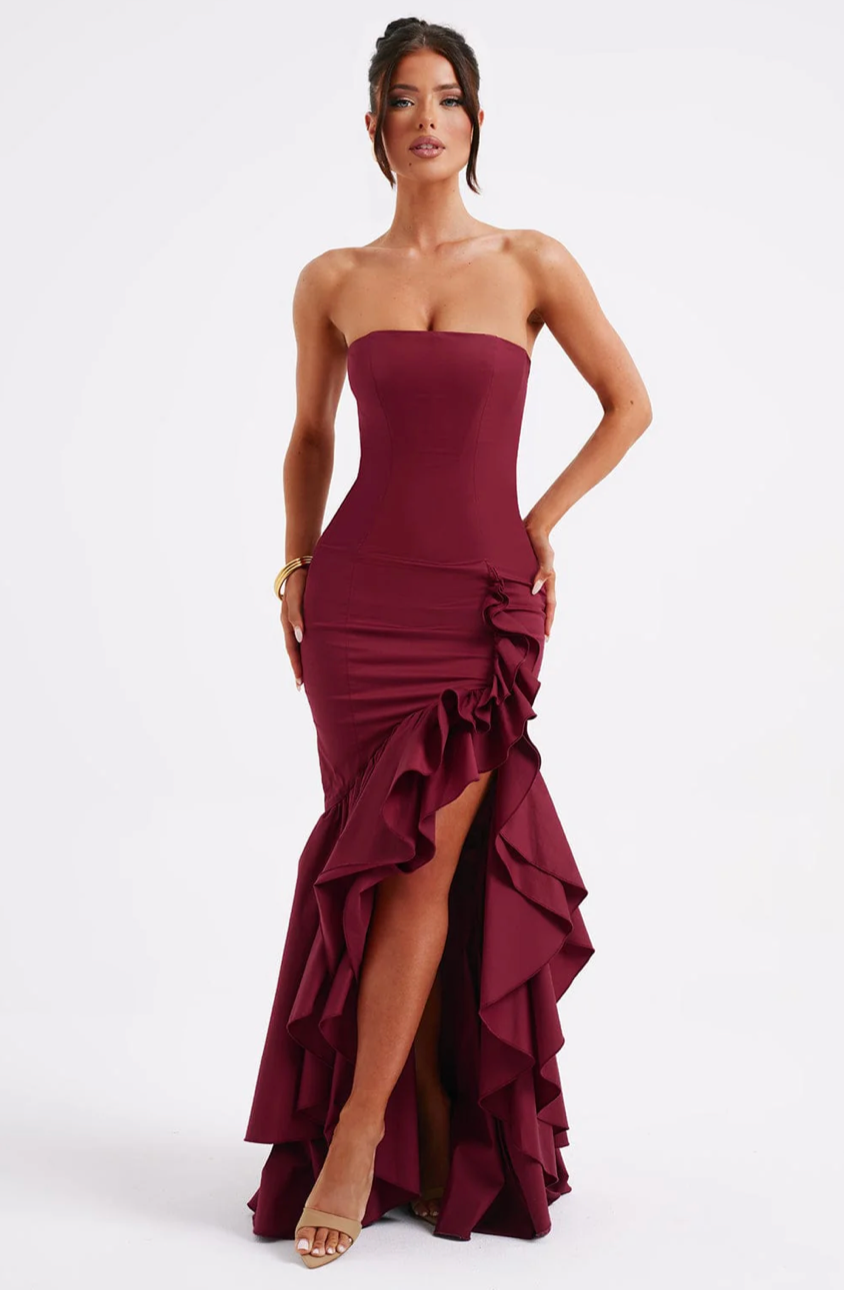 MARGRIET MAXI DRESS - BURGUNDY