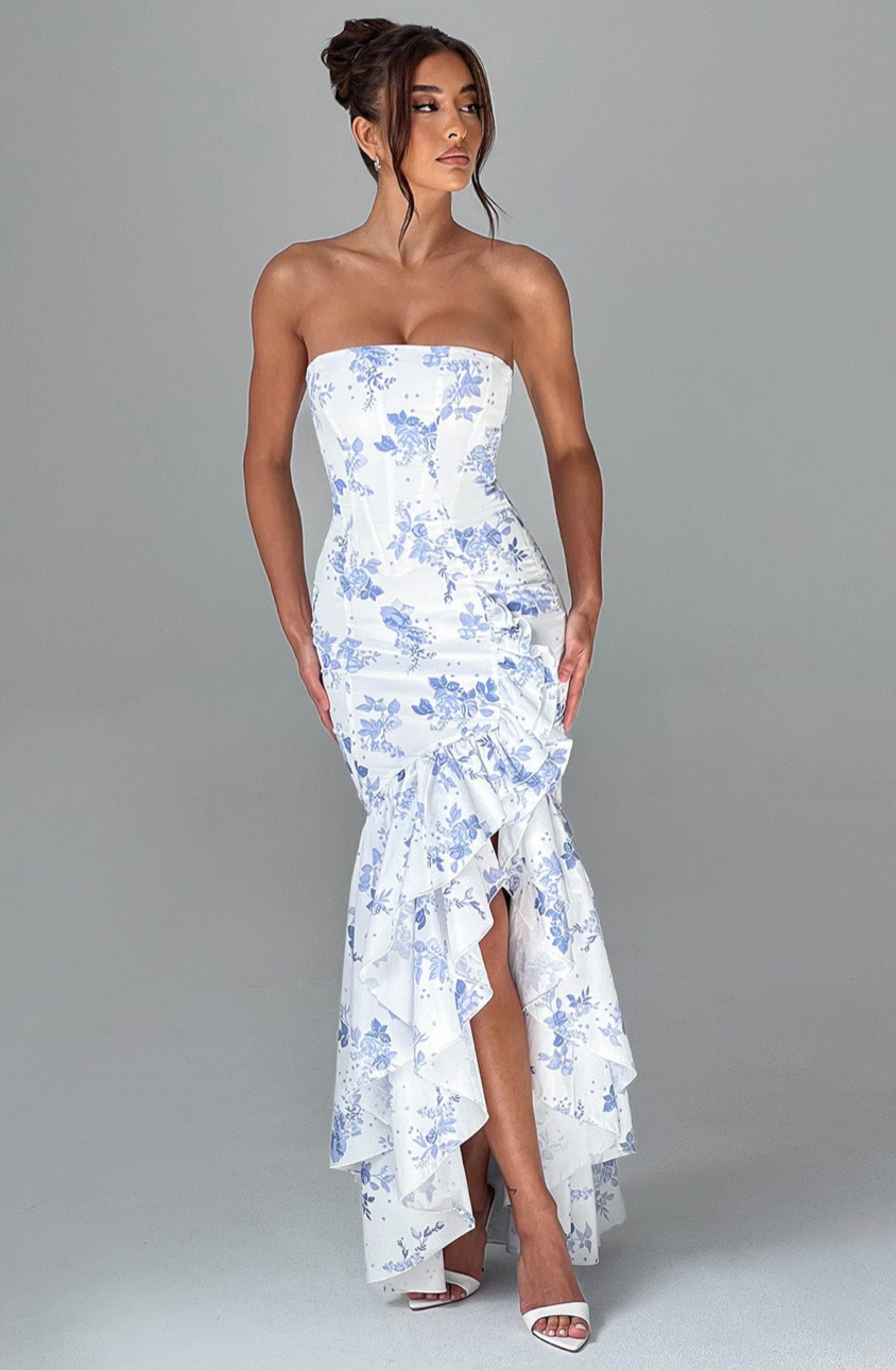 MARGRIET MAXI DRESS - BLUE FLORAL