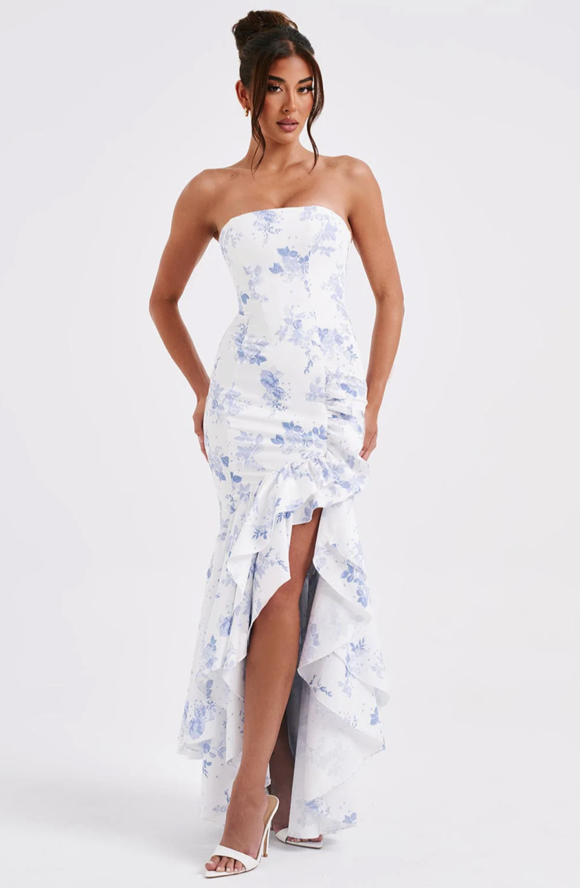 MARGRIET MAXI DRESS - BLUE FLORAL