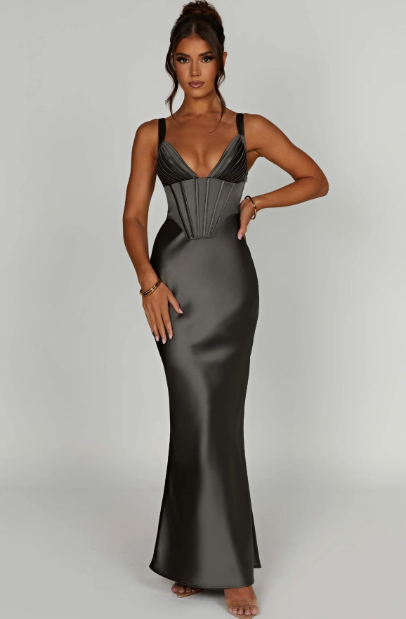 PAZ MAXI DRESS - CHARCOAL