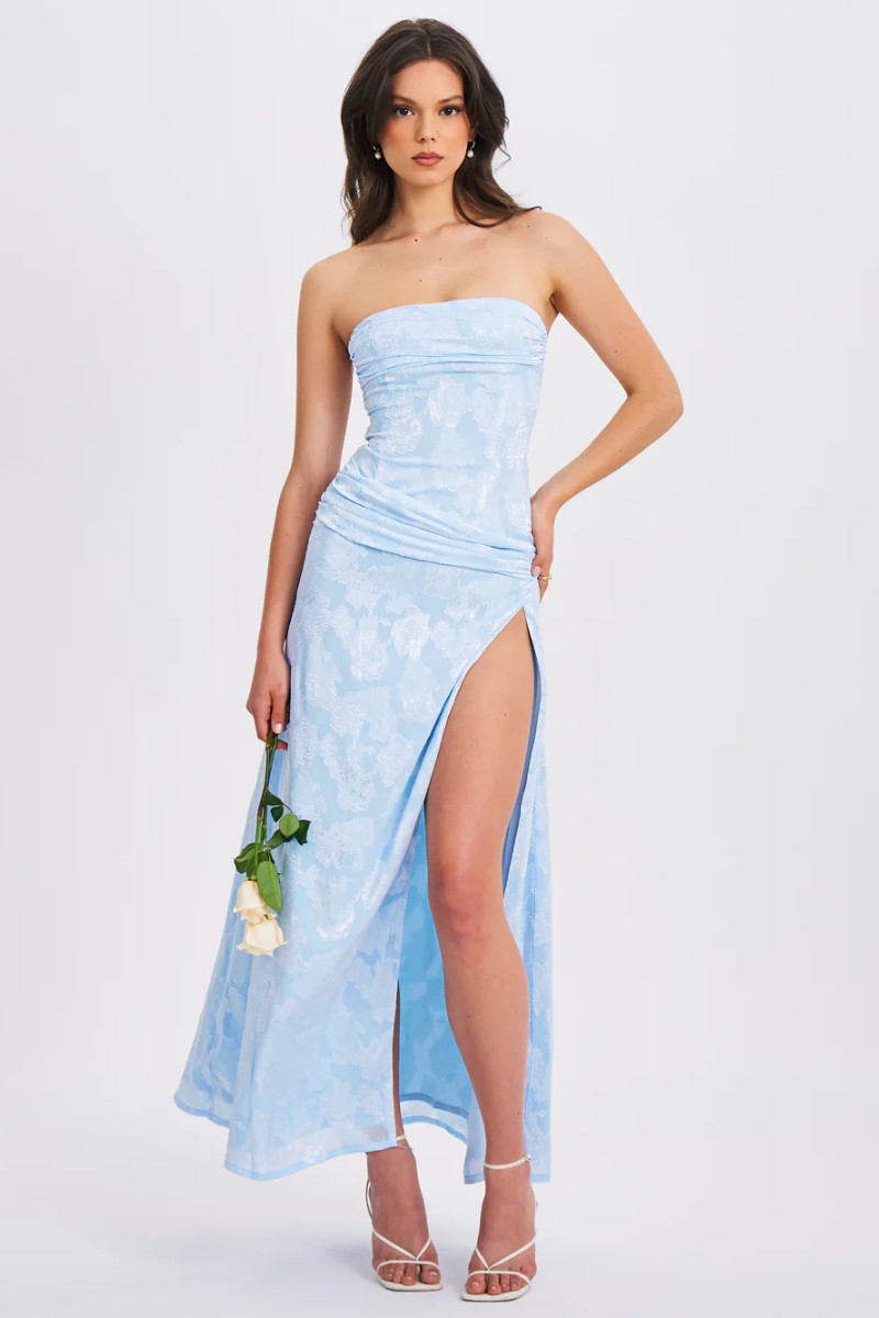 Brielle Baby Blue High Slit Maxi Dress