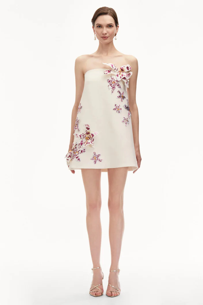 ENCHANCED ILLUSION ORCHID COCKTAIL MINI DRESS