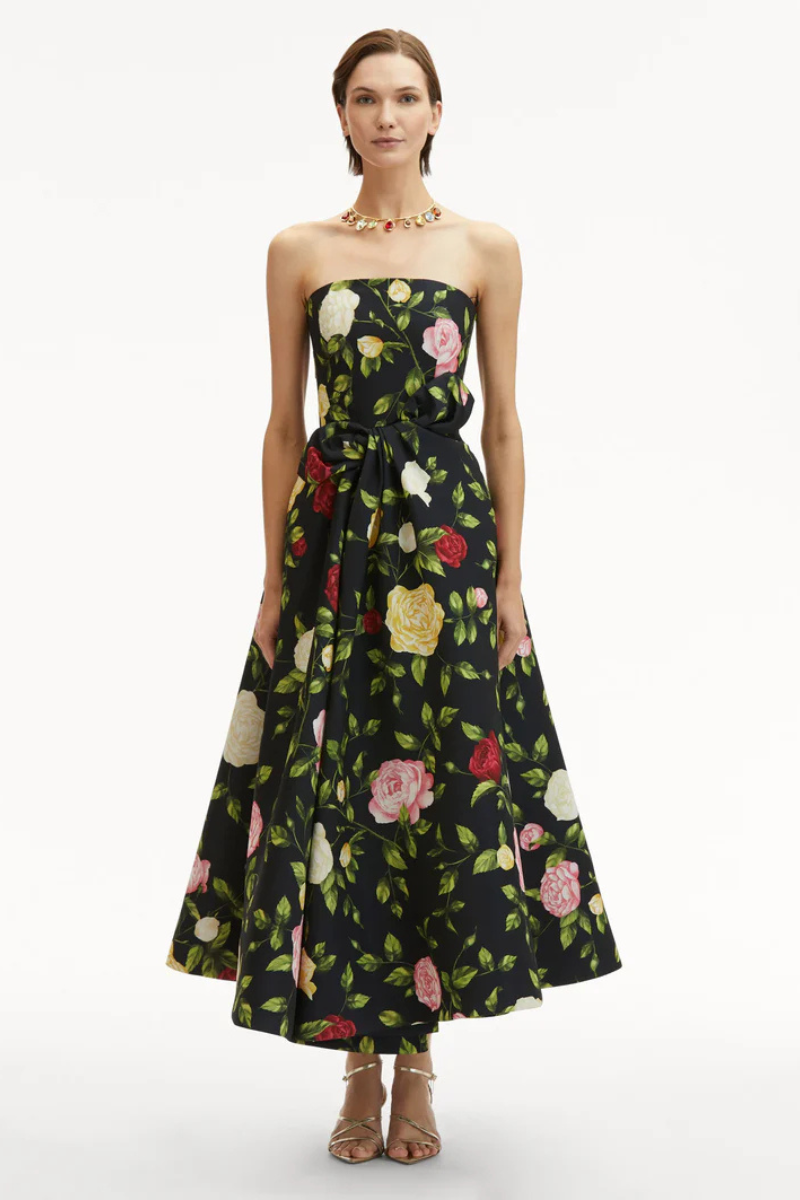 ROSEBUD TAFFETA MIDI DRESS