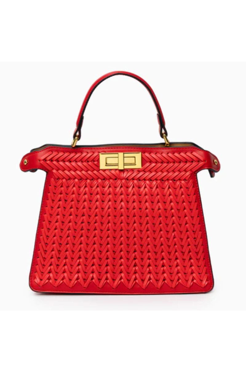 DIONNE WOVEN HANDBAG RED