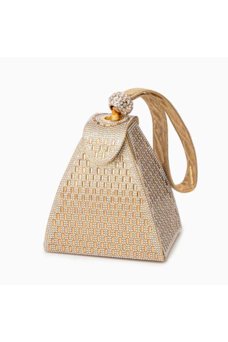 CRYSTAL PYRAMID HANDBAG GOLD