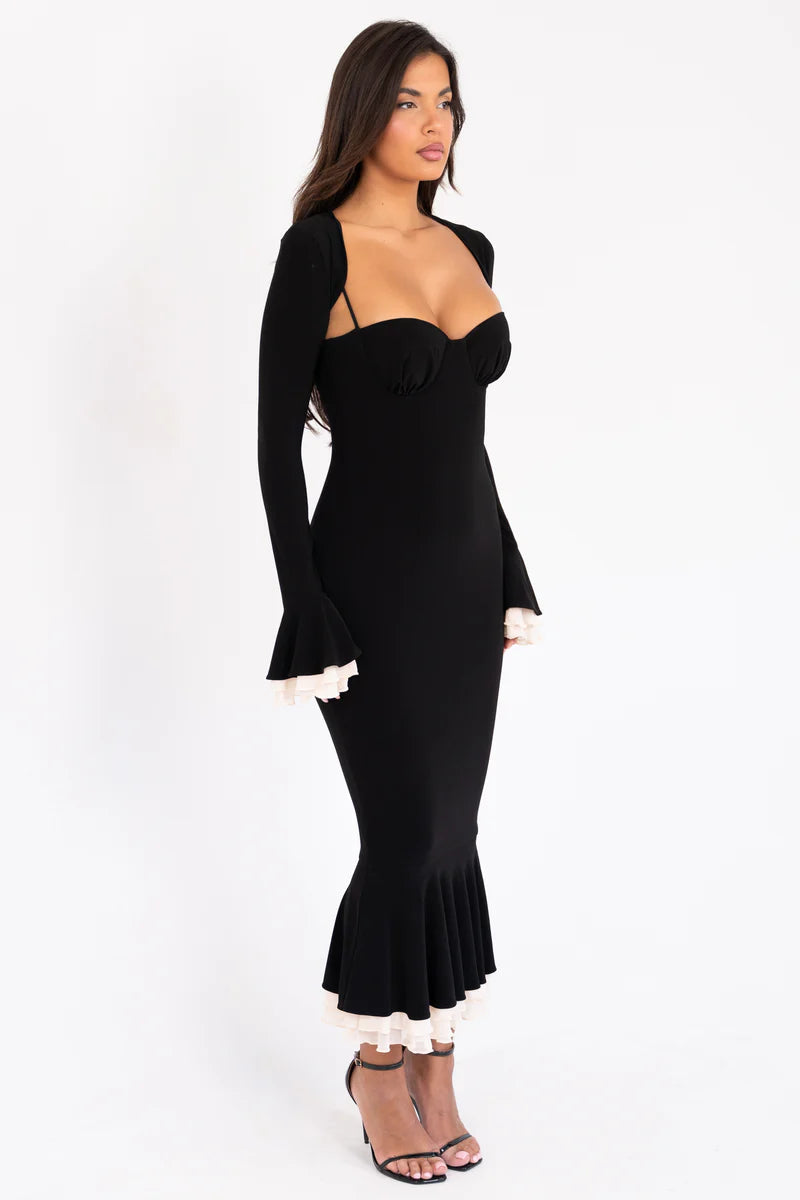 Romane Midi Dress BLACK