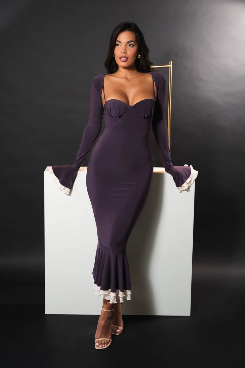 Romane Midi Dress DARK LILAC