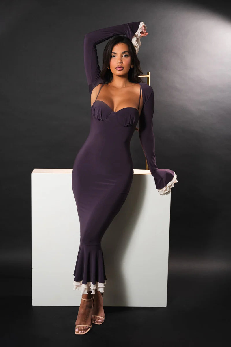 Romane Midi Dress DARK LILAC