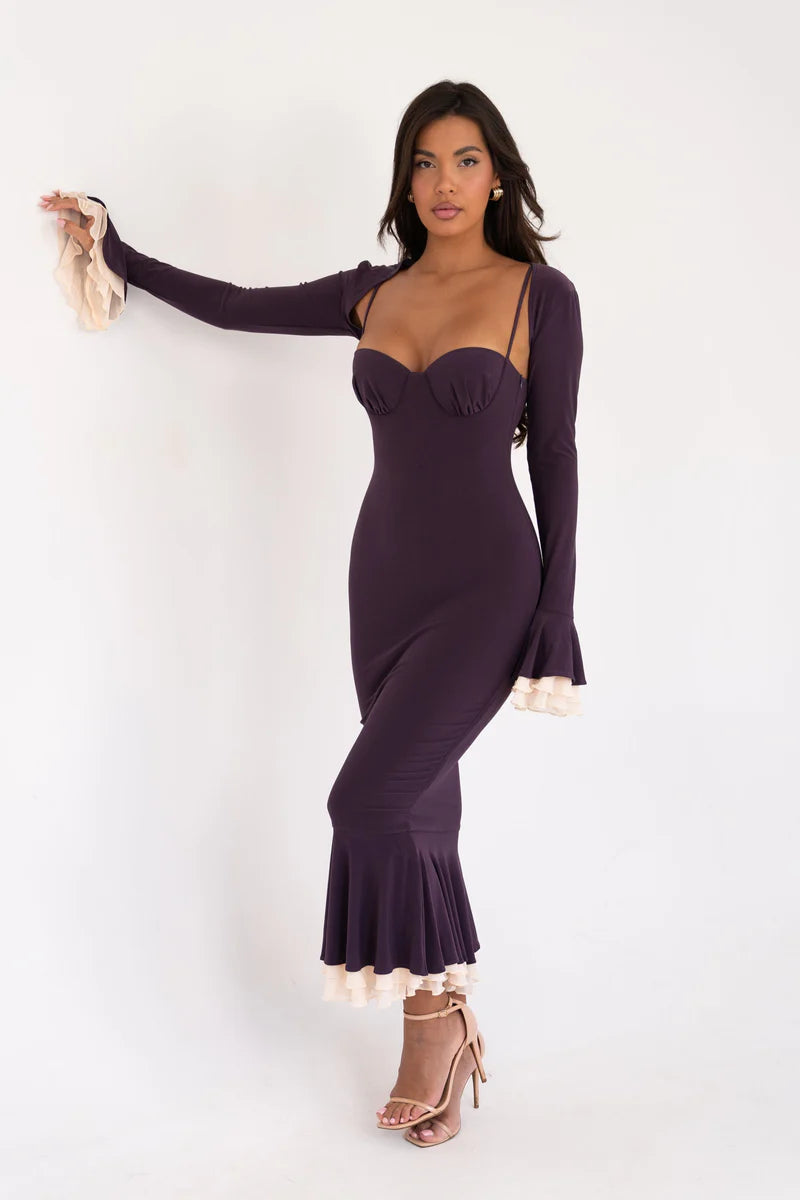 Romane Midi Dress DARK LILAC