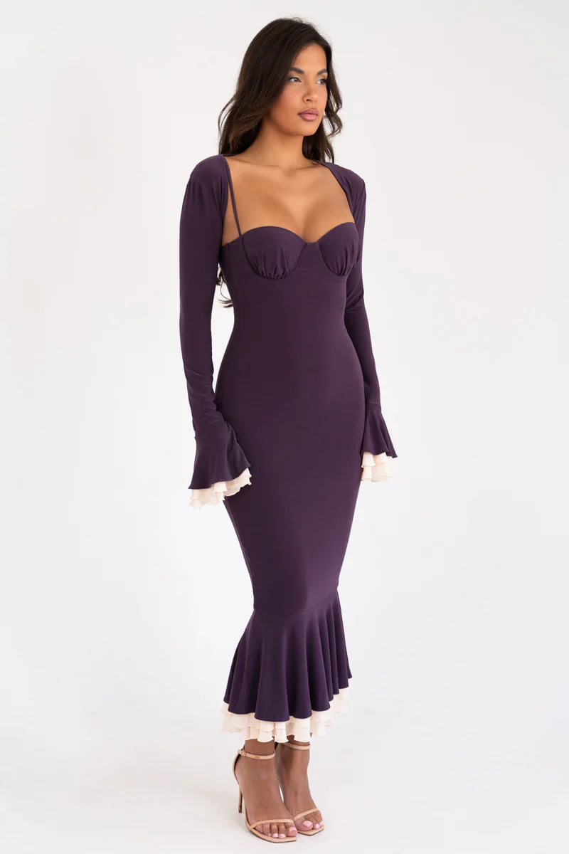 Romane Midi Dress DARK LILAC